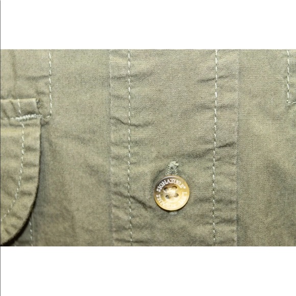 Signature 53 Levis Men Military Green Long Sleeve Shirt Polo Small 100% Cotton - Picture 6 of 13